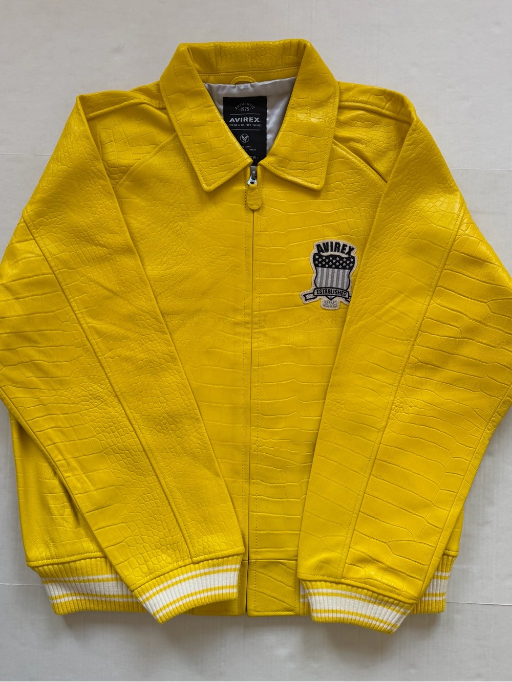 AVIREX LIMITED EDITION CROC PRINT LEATHER BOMBER JACKET